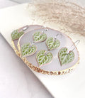 String of Hearts Leaf Earrings, Olive Pink Leaf Dangles, Clay Drop Houseplant Jewelry