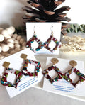 Handmade Moroccan Clay Earrings, Boho Chic Lightweight Dangles, Retro Large Multicolor Statement Jewelry