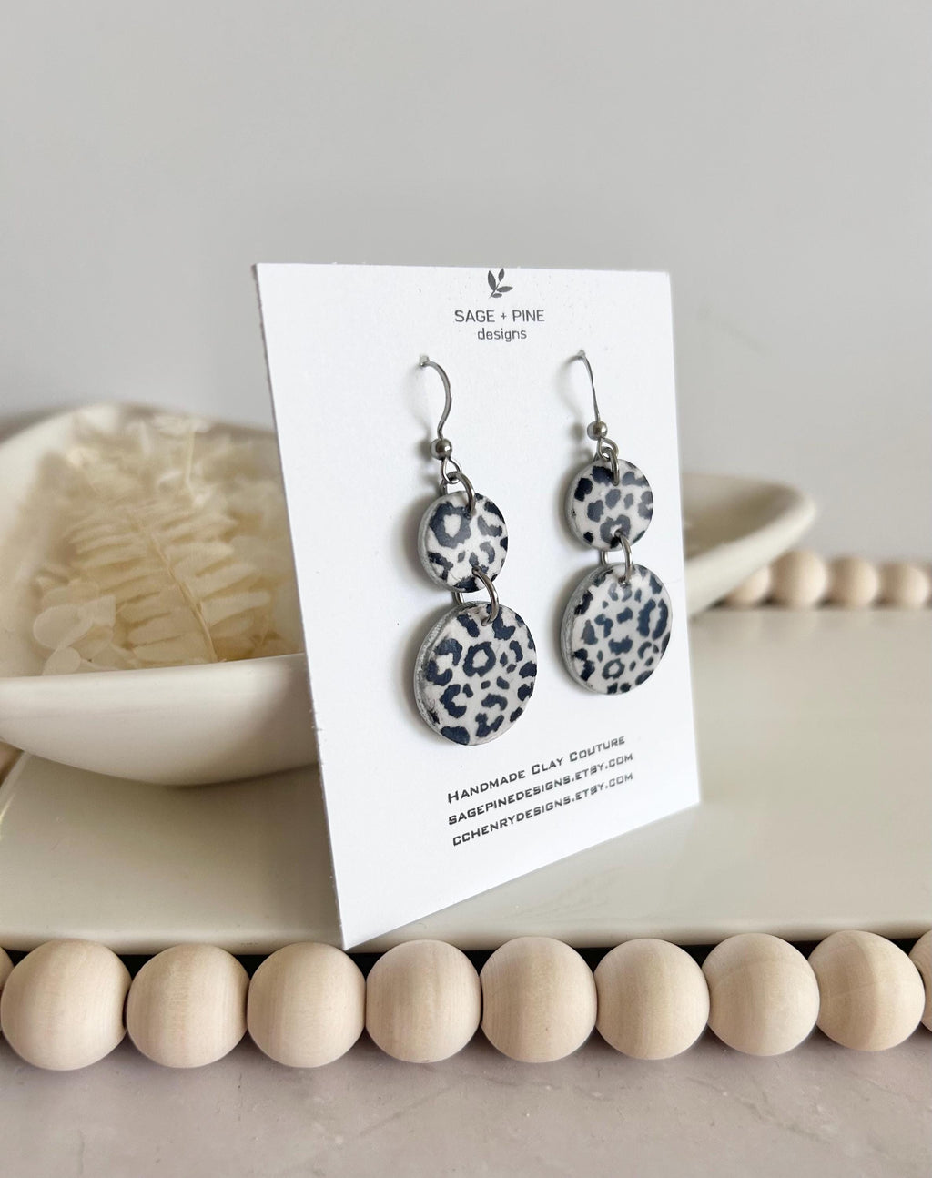 Black and White Earrings, Hoop Dangle Earrings, Handmade Jewelry Gift For Her