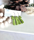 Bow Earrings, Hoop Charm Dangles, Lime Green, Burgundy Red, Creamy White, Matte Black