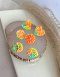 Bright Neon Citrus Studs, Blood Orange Earrings, Foodie Citrus Grapefruit Lime Lemon Clay Jewelry