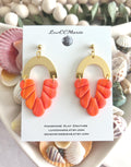 Neon Orange Clay Earrings, Vacation Dangles, Minimalist Jewelry
