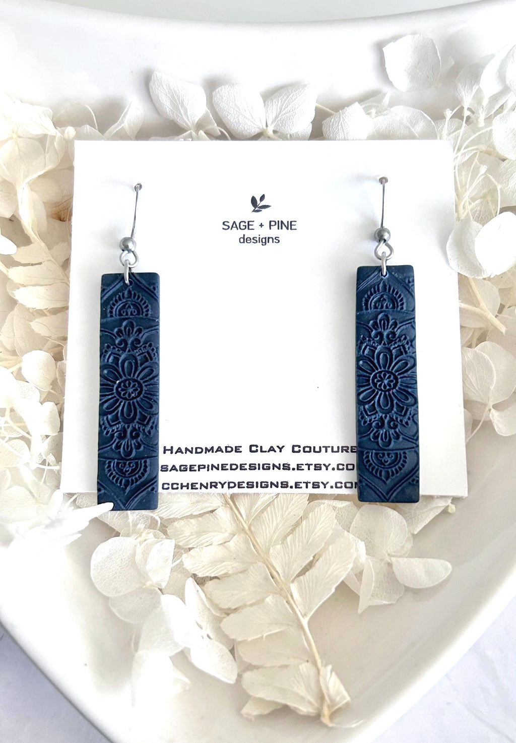 Matte Red Clay Earrings, Matte Black Hoop Dangles, Navy Blue Minimal Hoops, Mandala Jewelry