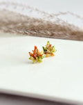 Fall Maple Leaf Stud Earrings, Multicolor Autumn Clay Studs, Handmade Boho Gift