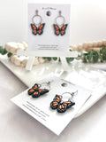 Monarch Earrings, Butterfly Dangles, Orange and Black, Handmade Fashion Jewelry