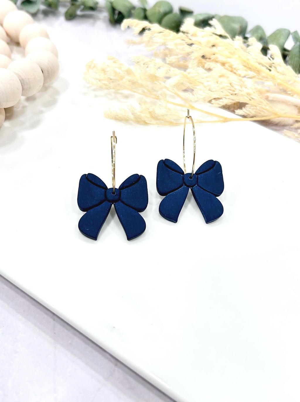 Bow Earrings, Handmade Clay Jewelry Gift