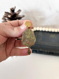 Handmade Pinecone Dangle Earrings: Clay & Bronze Boho Jewelry