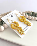Iridescent Firebird Dangle Earrings, Handmade Clay Phoenix Dangles, Gold Glitter Statement Jewelry