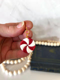 Red and White Peppermint Candy Dangle Earrings, Whimsical Holiday Clay Jewelry, Stocking Stuffers, Foodie Gift