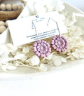 Blush Pink Flower Earrings, Floral Clay Hoop Dangles, Handmade Jewelry Gift for Mothers Day