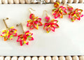 Neon Flower Clay Earrings, Fluorescent Rainbow Lotus Dangles, Geometric Floral Handmade Boho Jewelry Gift