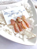 Delicate Falling Leaves Bow Earrings, Autumn tones with Gold Hoops, Boho Clay Handmade Jewelry