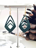 Dark Green Clay Earrings, Forest Dangles, Handmade Jewelry