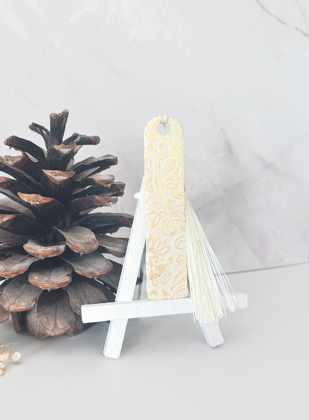 Lace Polymer Clay Bookmark, Handmade Book Lover Gift