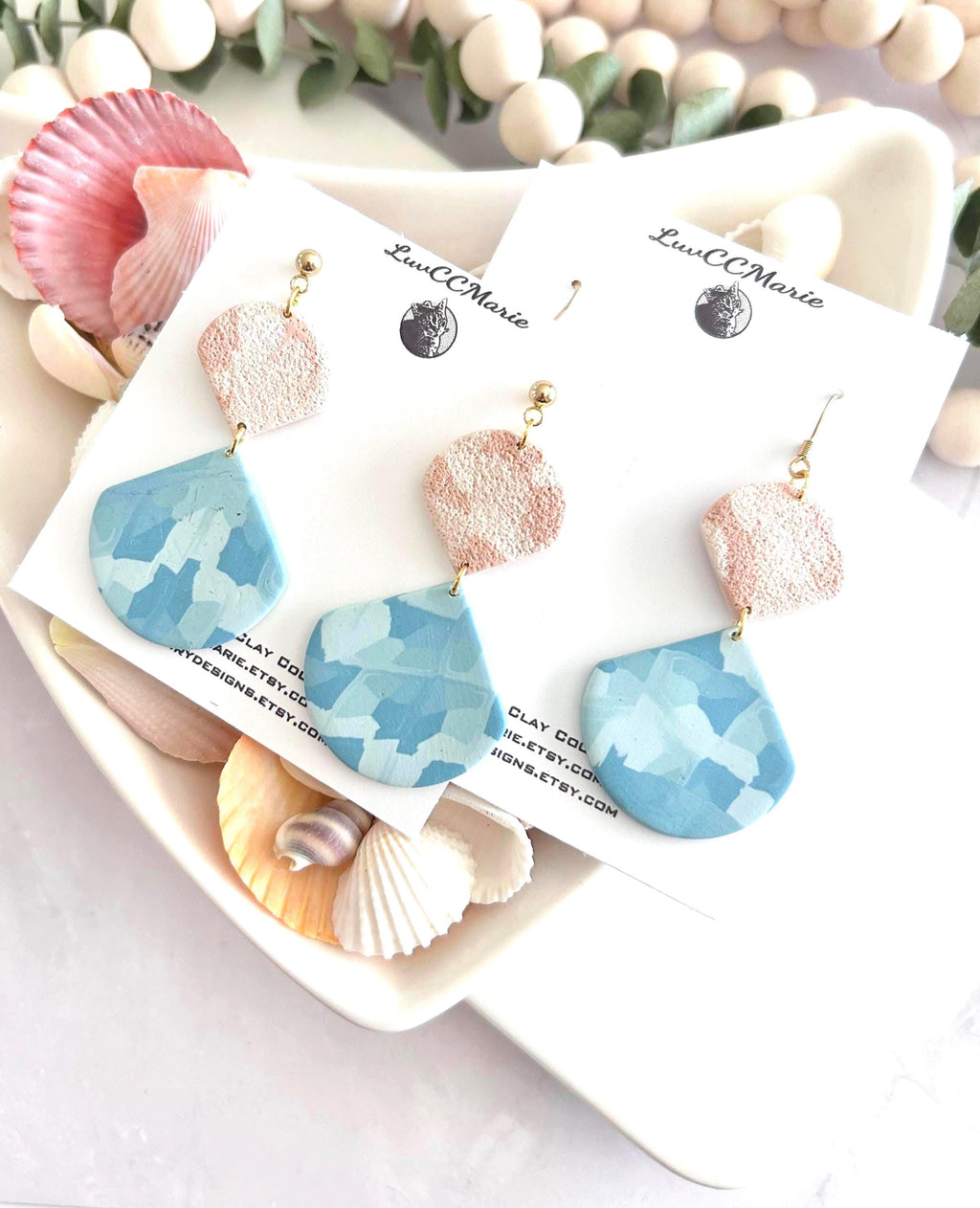 Blue Summer Earrings, Ocean Jewelry, Coastal Dangles, Light Vacation Accessories, Beach Themed Gifts