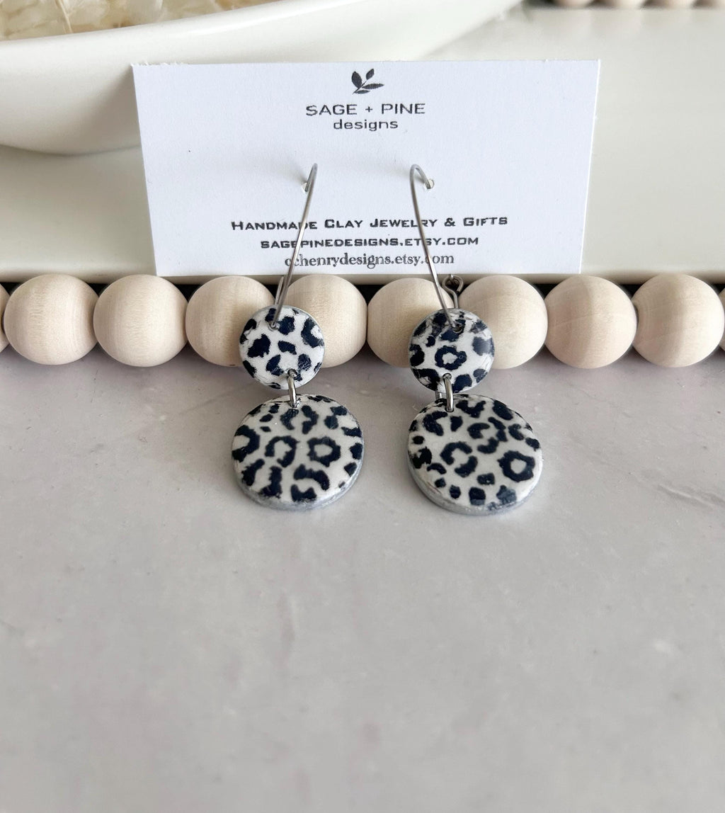 Black and White Earrings, Hoop Dangle Earrings, Handmade Jewelry Gift For Her