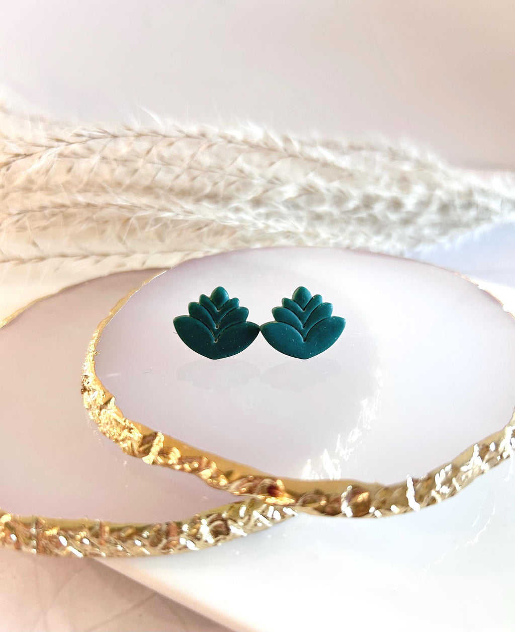 Lotus Flower Stud Earrings, Handmade Clay Everyday Jewelry Gift for Her