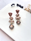 Neutral Stone Statement Dangles, Beige, Brown, Orange, White, Handmade Clay Post Earrings