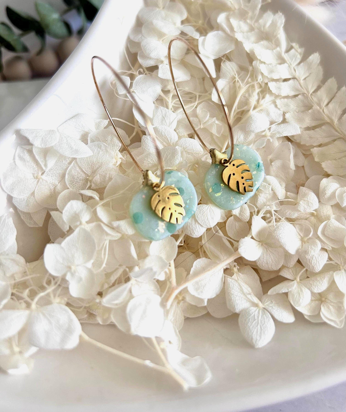 Pastel Pumpkin Earrings, Mint Green Clay Hoops, Handmade Lightweight Fall Jewelry