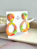 Neon Orange Slice Foodie Earrings, Grapefruit, Lemon, Lime, Unique Handcrafted Dangles, 90s Statement Clay Jewelry