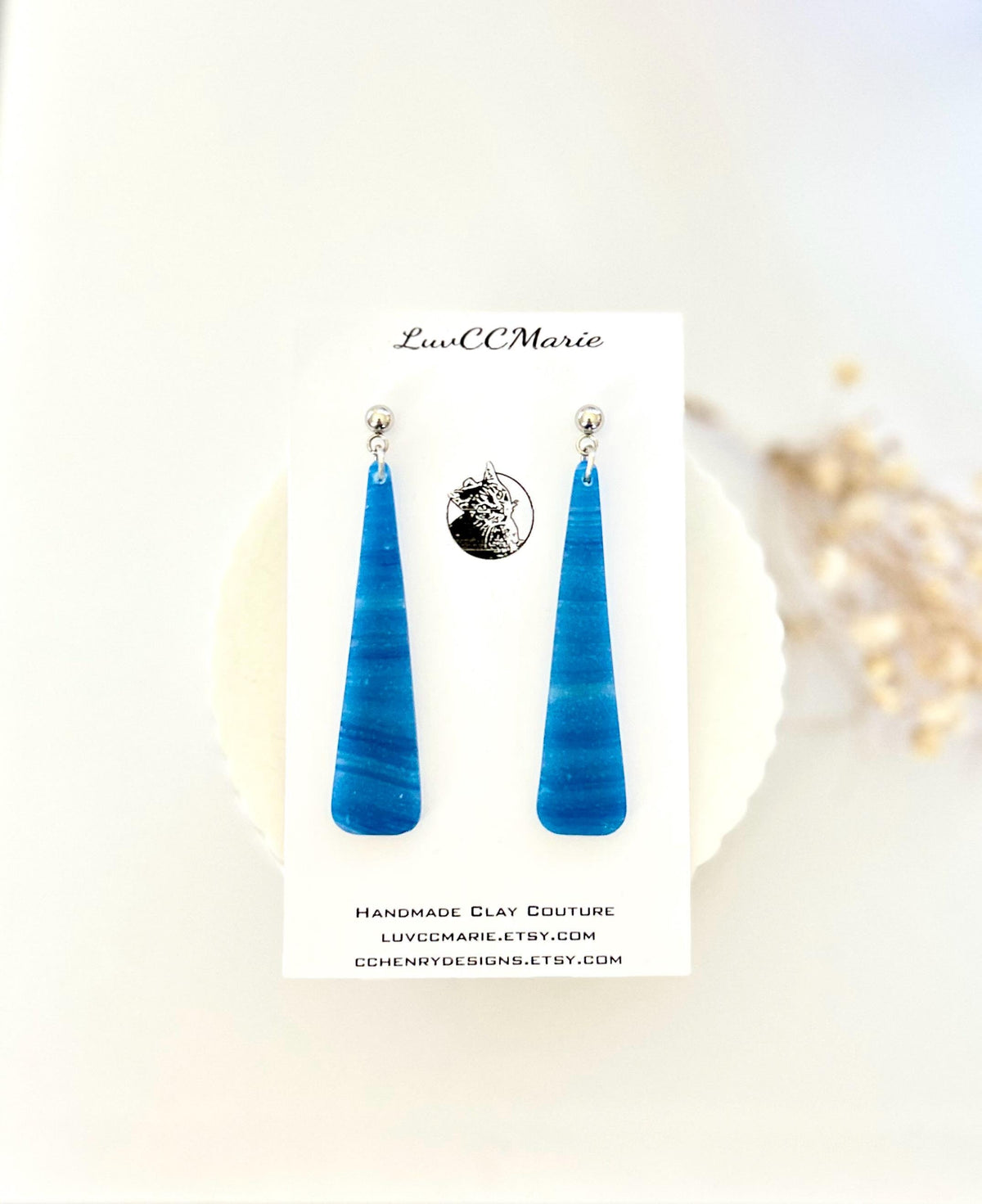 Royal Blue Dangle Earrings, Long Drop Ombre Dangles