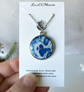 Marbled Mokume Clay Pendant Necklace: Navy Blue Boho Jewelry