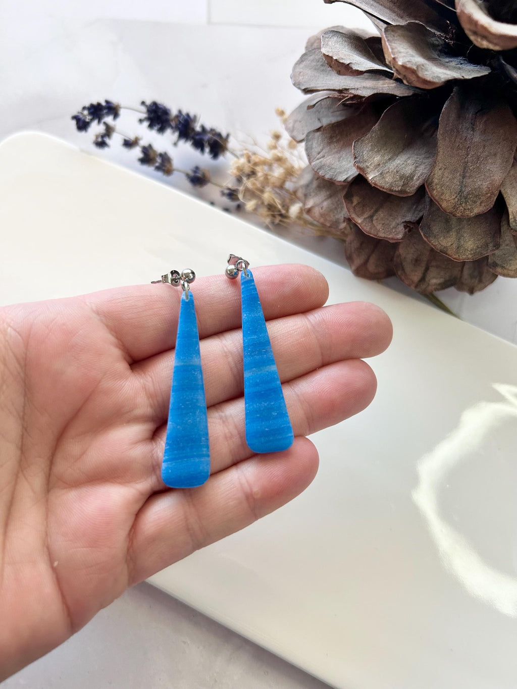 Royal Blue Dangle Earrings, Long Drop Ombre Dangles