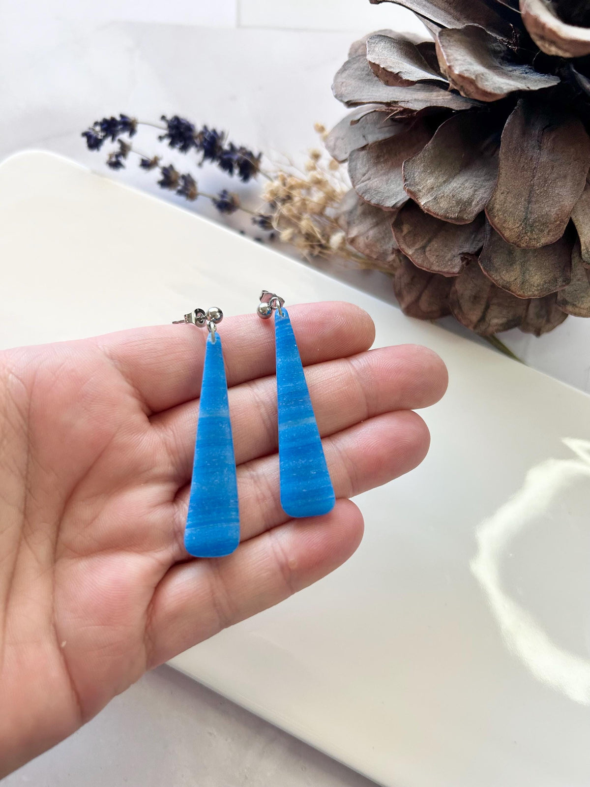 Royal Blue Dangle Earrings, Long Drop Ombre Dangles