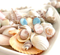 Beige and Blue Terrazzo Clay Stud Earrings Set, Beachy Coastal Vacation Studs, Handmade Jewelry
