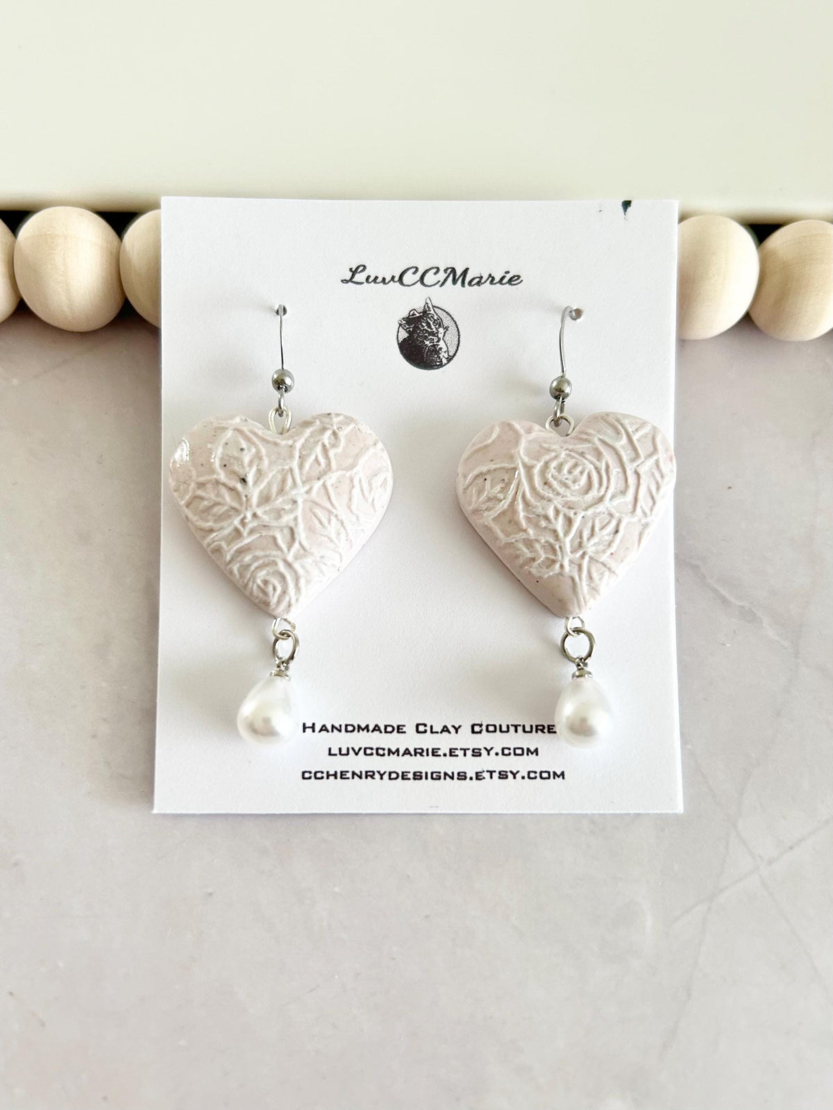 Blush Pink Wedding Earrings, White Pearl Bridal Dangles, Handmade Jewelry Gift For Bride